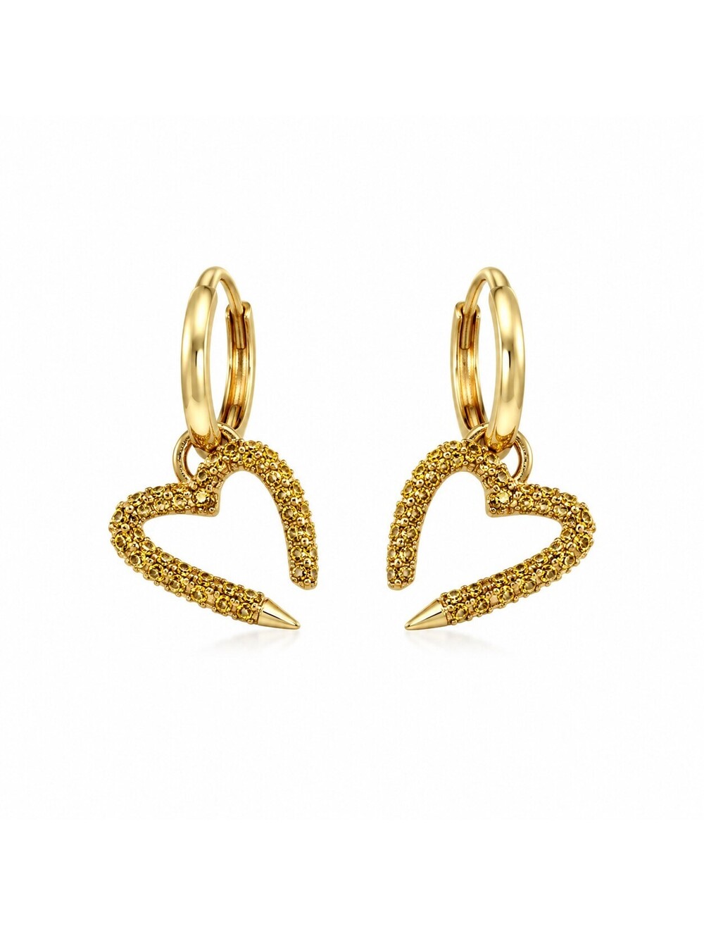 Piper-K Pensile Hearts Pave Stone Dangle Earrings